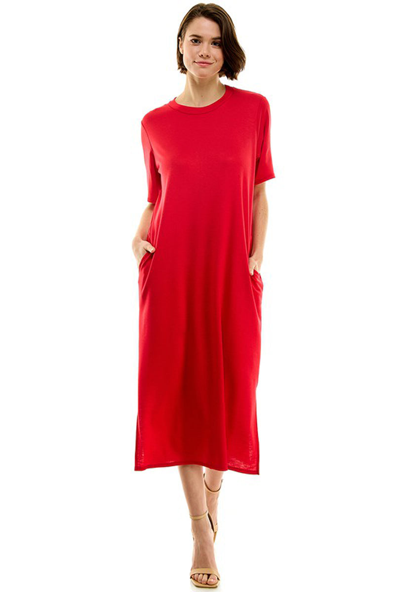 French Terry T-Shirt Dress with Slits