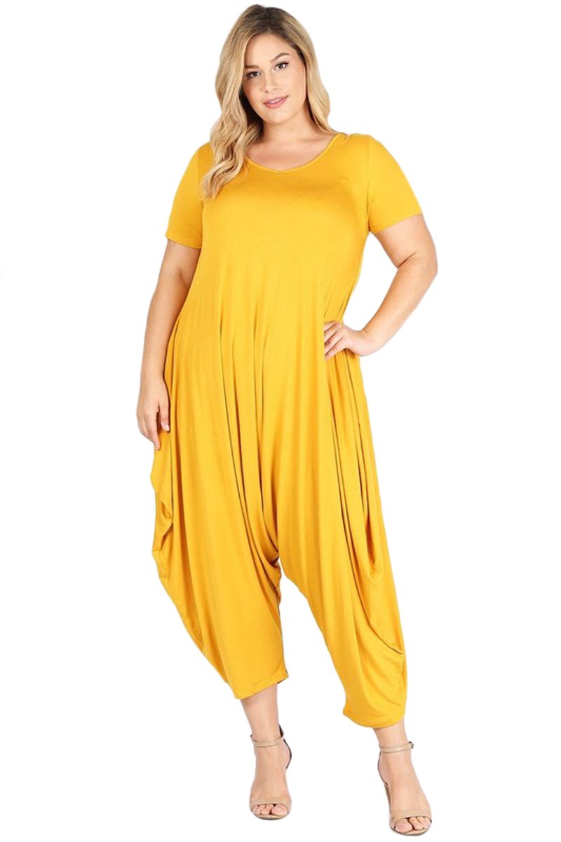 Short Sleeve Harem Jumpsuit Plus Size The Apparel Bar