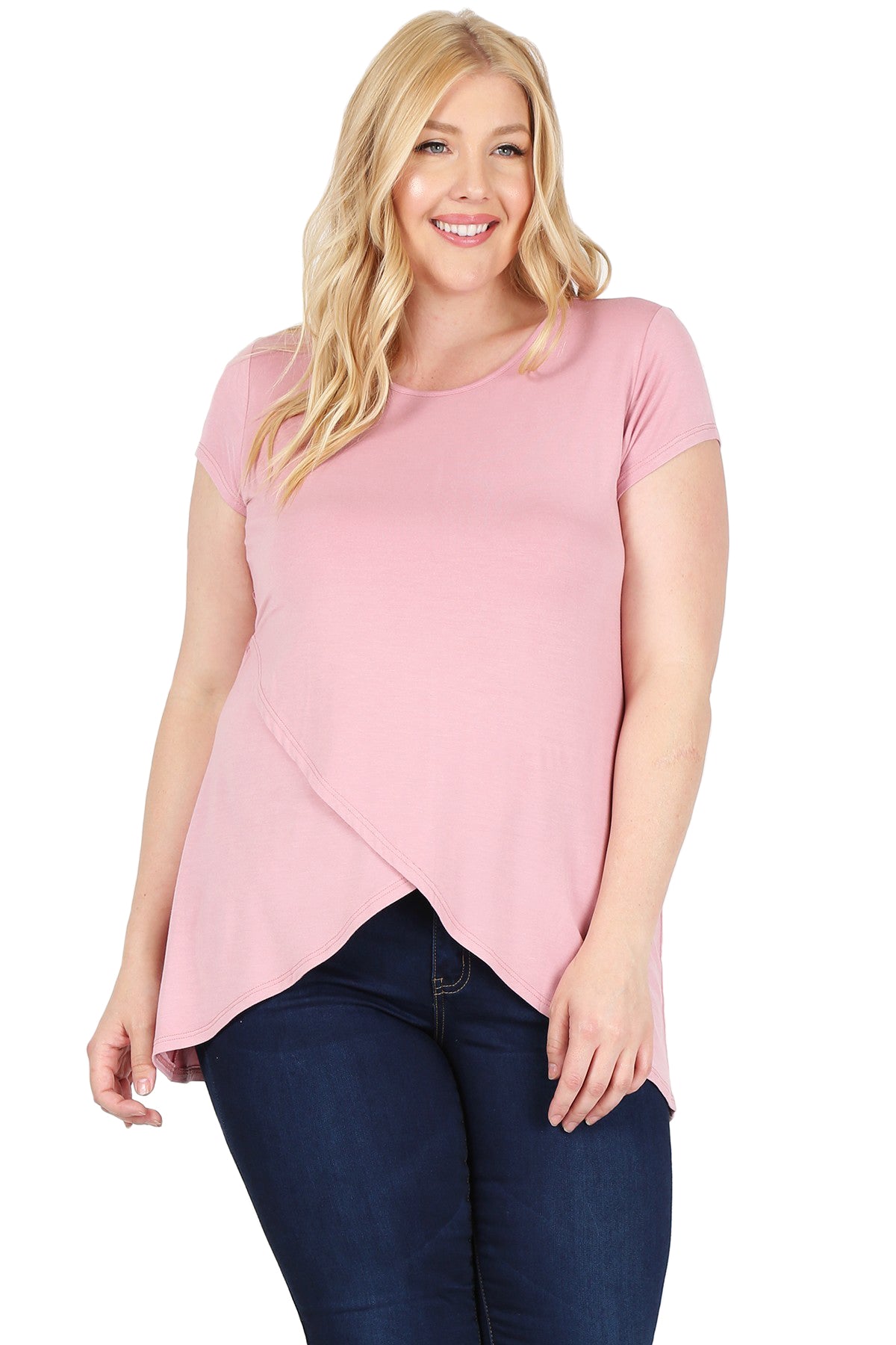 Short Sleeve Tulip Hem Top Plus Size