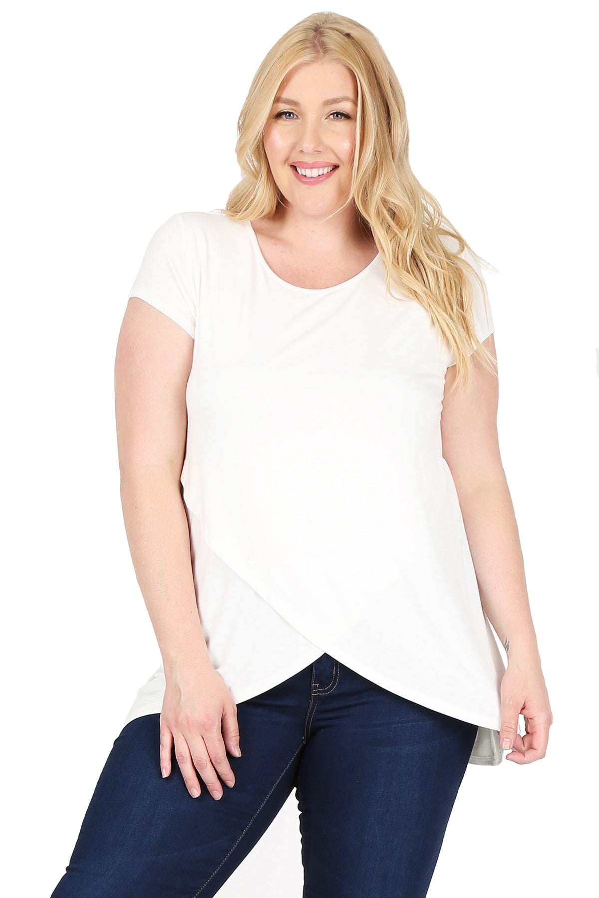 Short Sleeve Tulip Hem Top Plus Size
