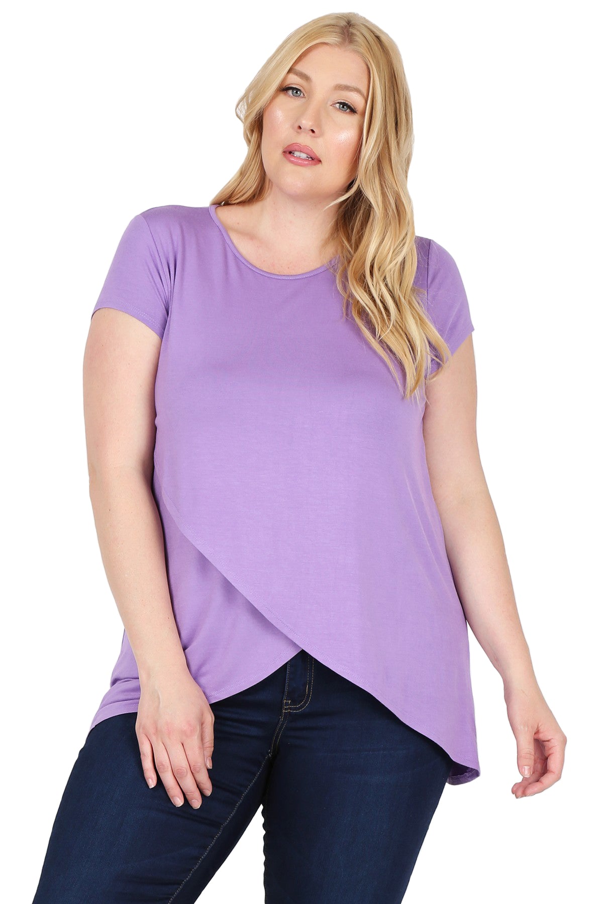 Short Sleeve Tulip Hem Top Plus Size