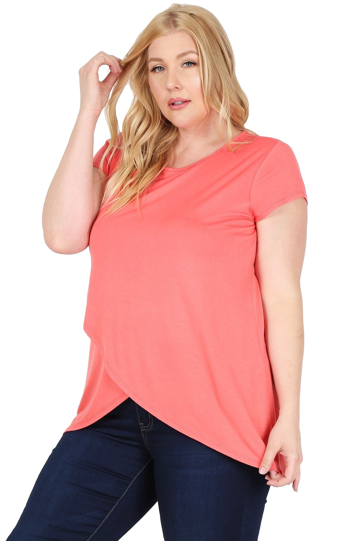Short Sleeve Tulip Hem Top Plus Size