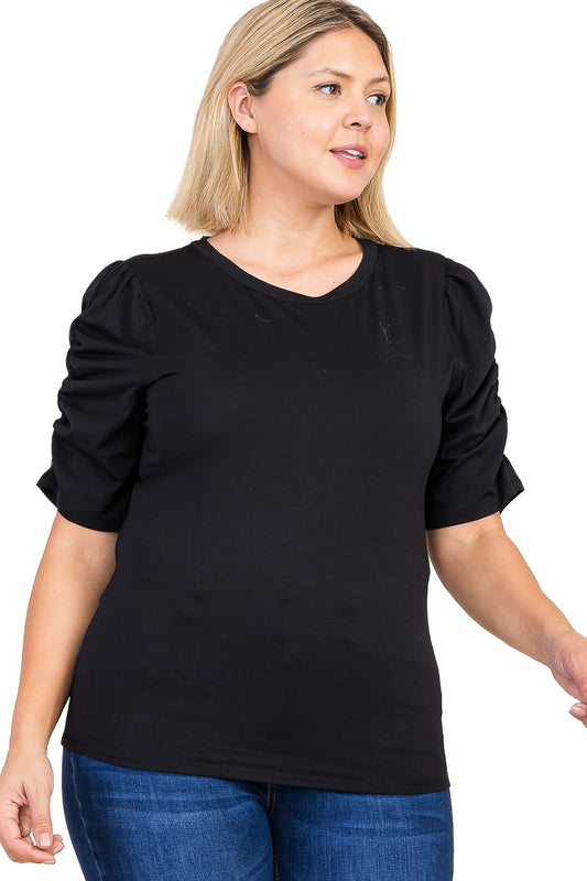 Ruched Sleeve Top Plus Size