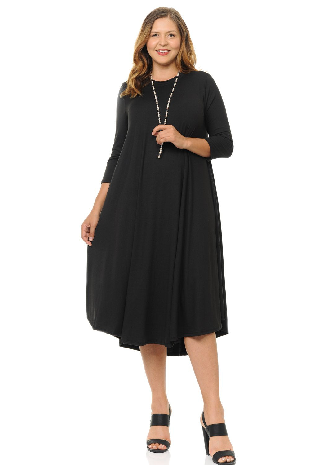 Swing Midi Dress Solid Plus Size