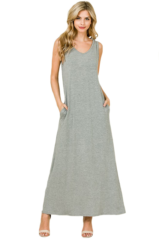 Sleeveless Maxi Dress with Pockets