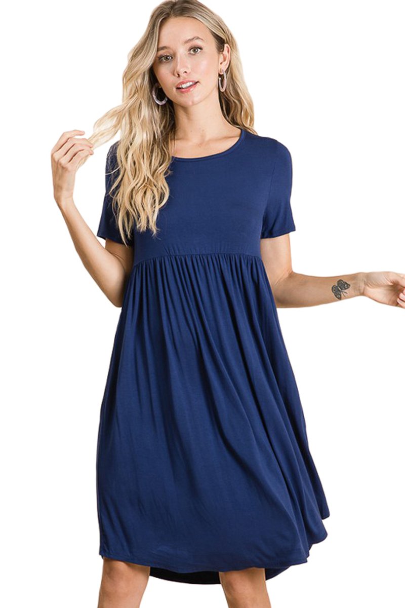 Short Sleeve Babydoll Dress Navy / Small Short Sleeve Babydoll Dress Navy / Small
