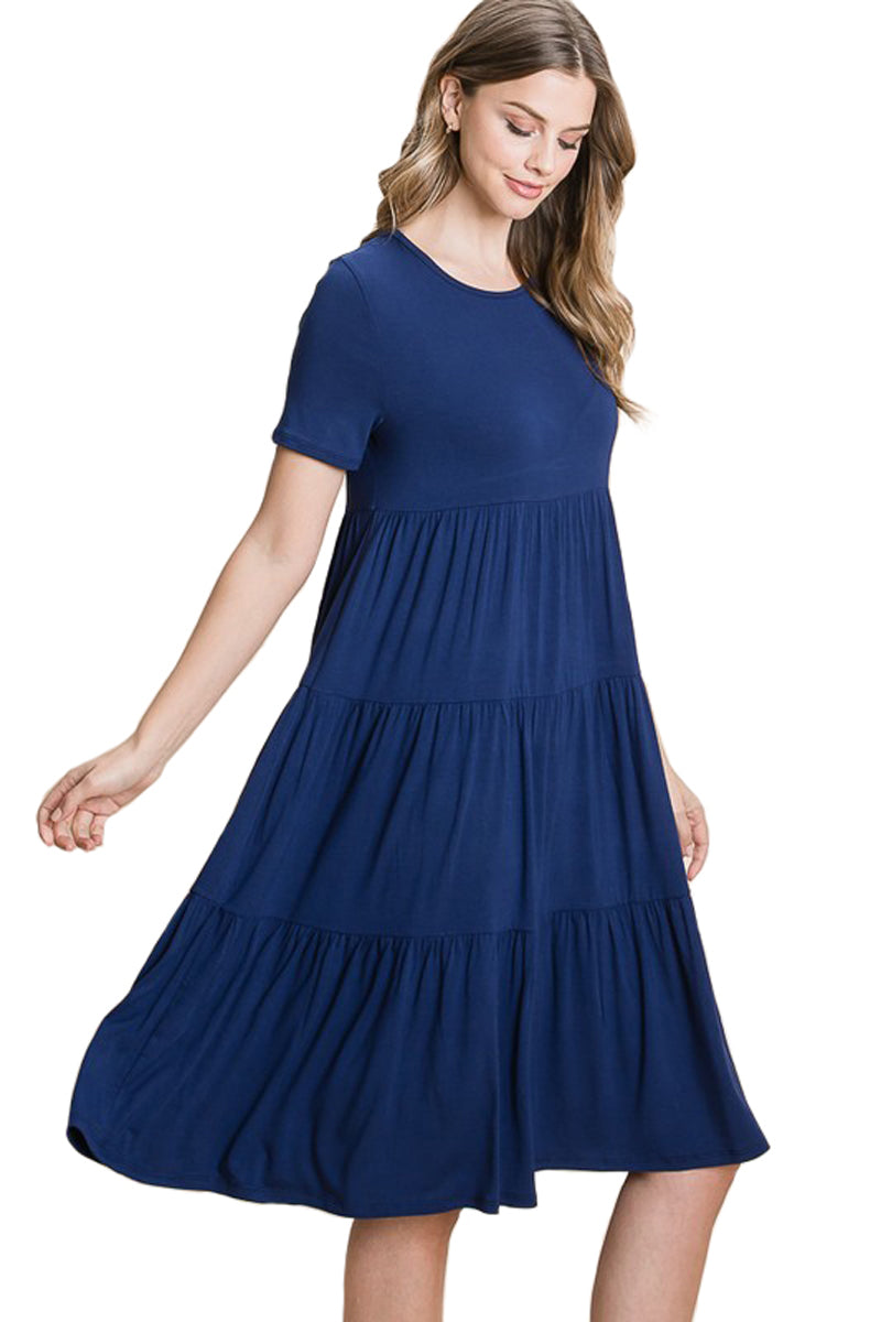 Tiered Short Sleeve Dress