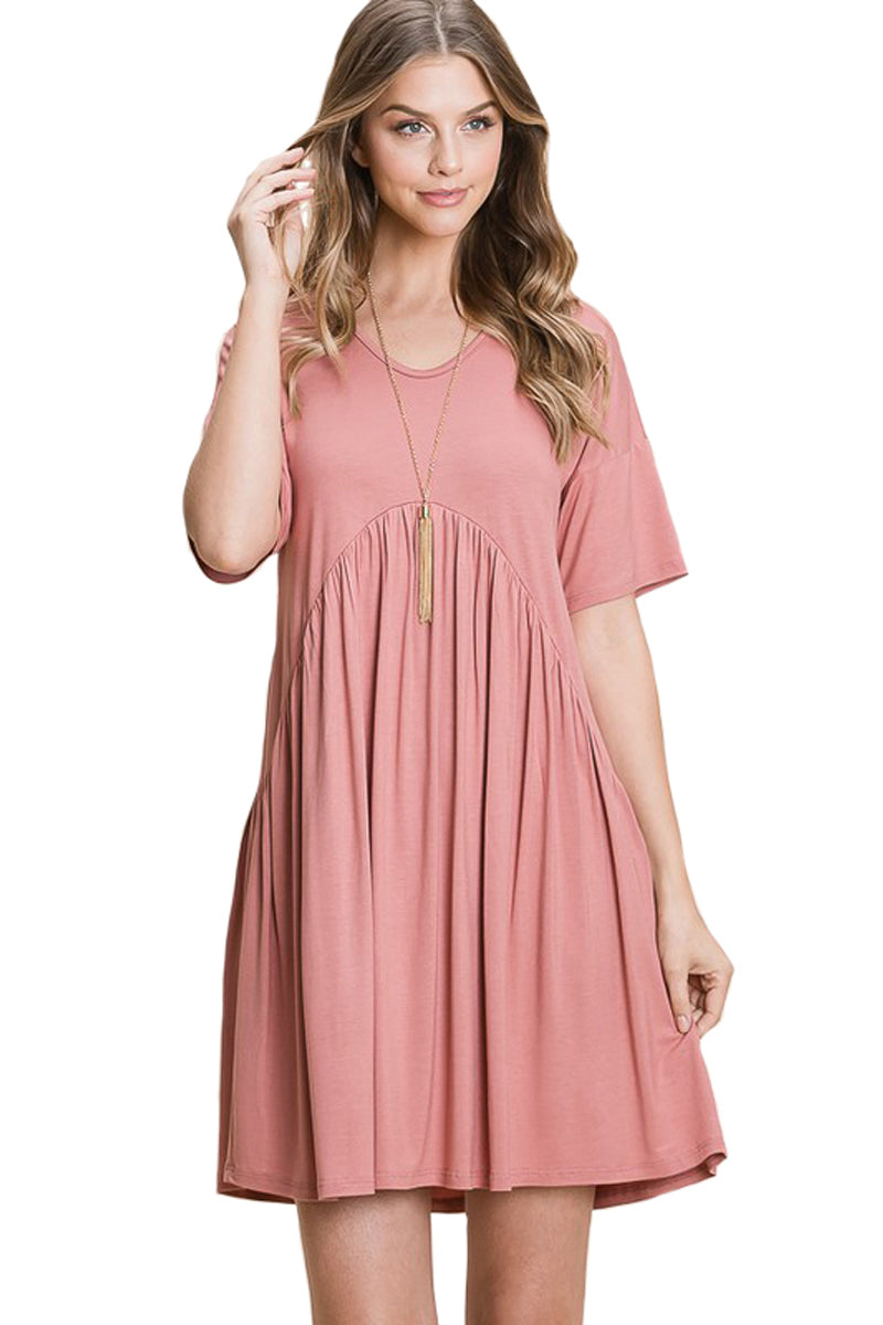 Loose Fit Dress with Gathering Detail