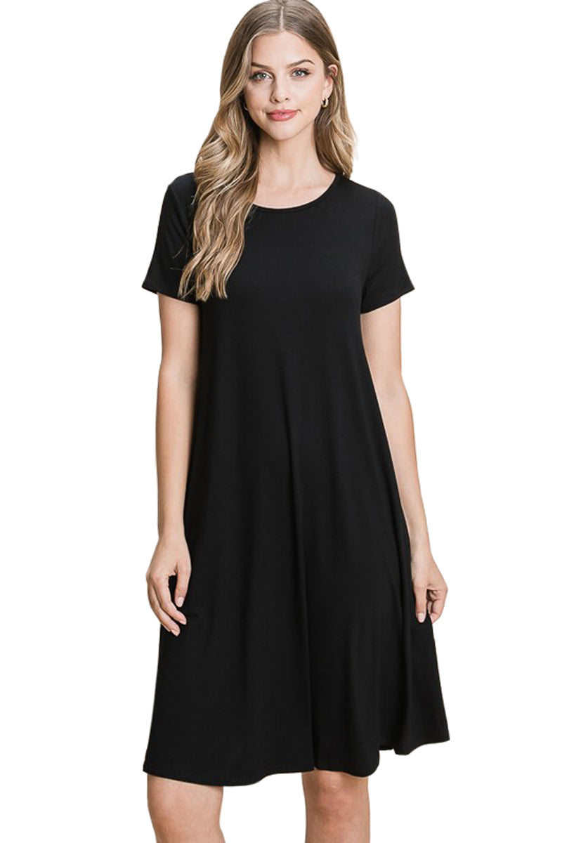 Solid Knee Length Dress