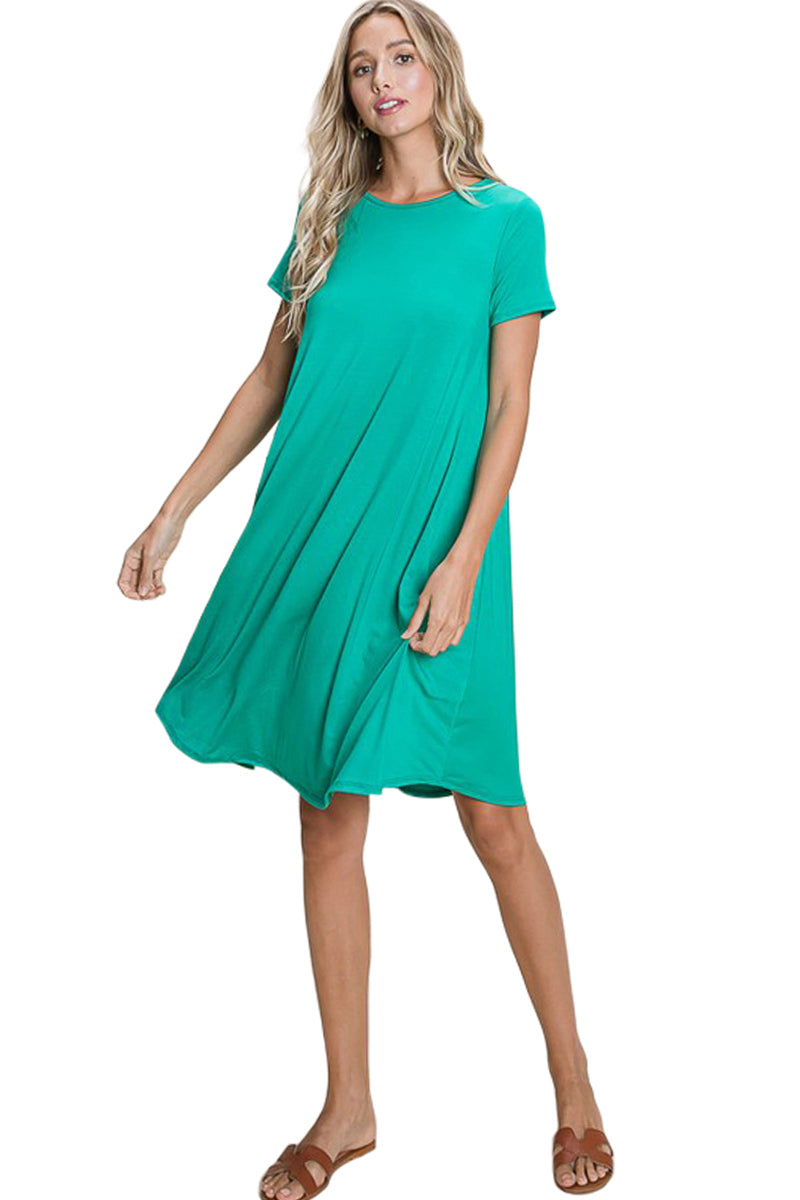 Solid Knee Length Dress