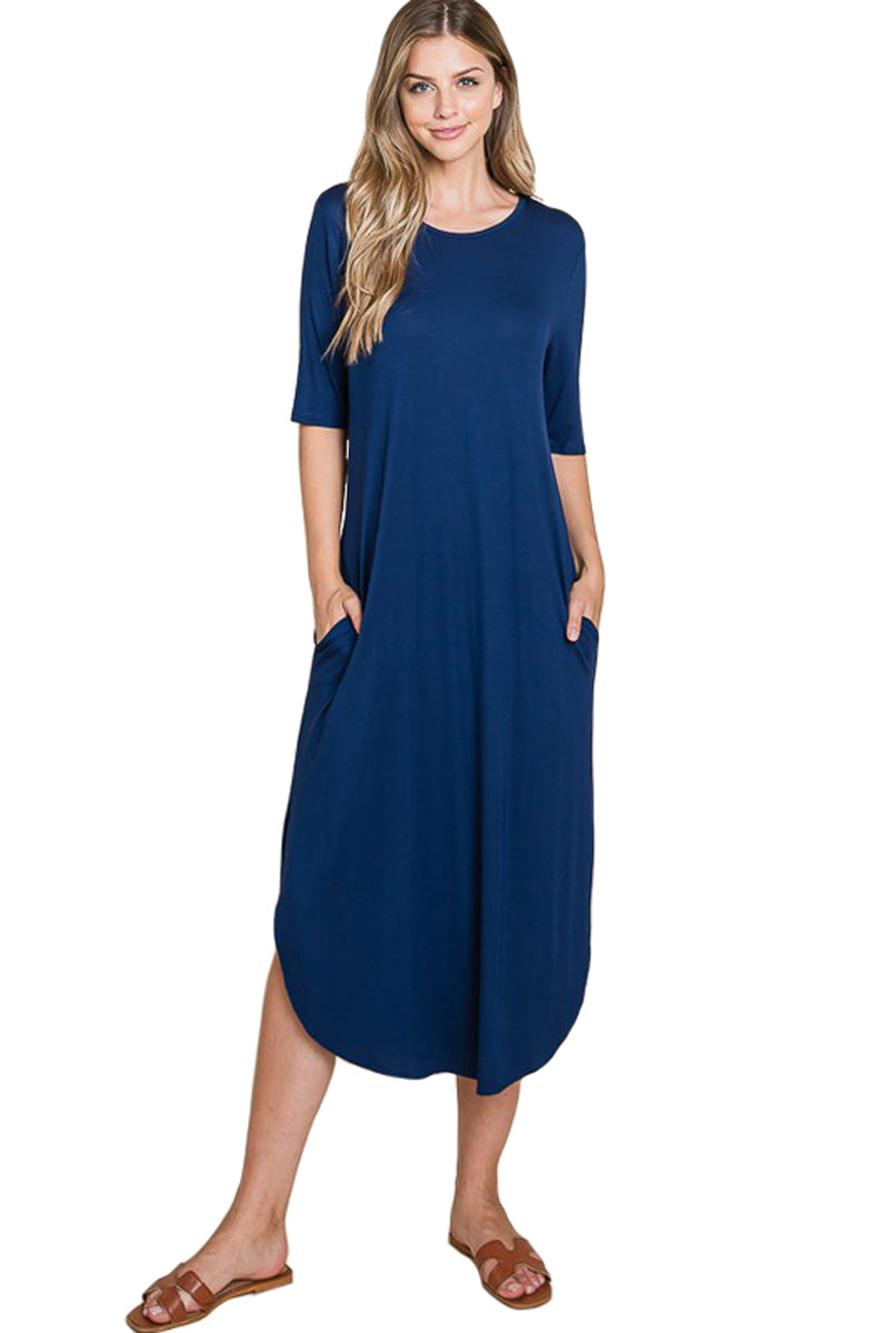 Half Sleeve Midi Dress Navy / Small Half Sleeve Midi Dress Navy / Small