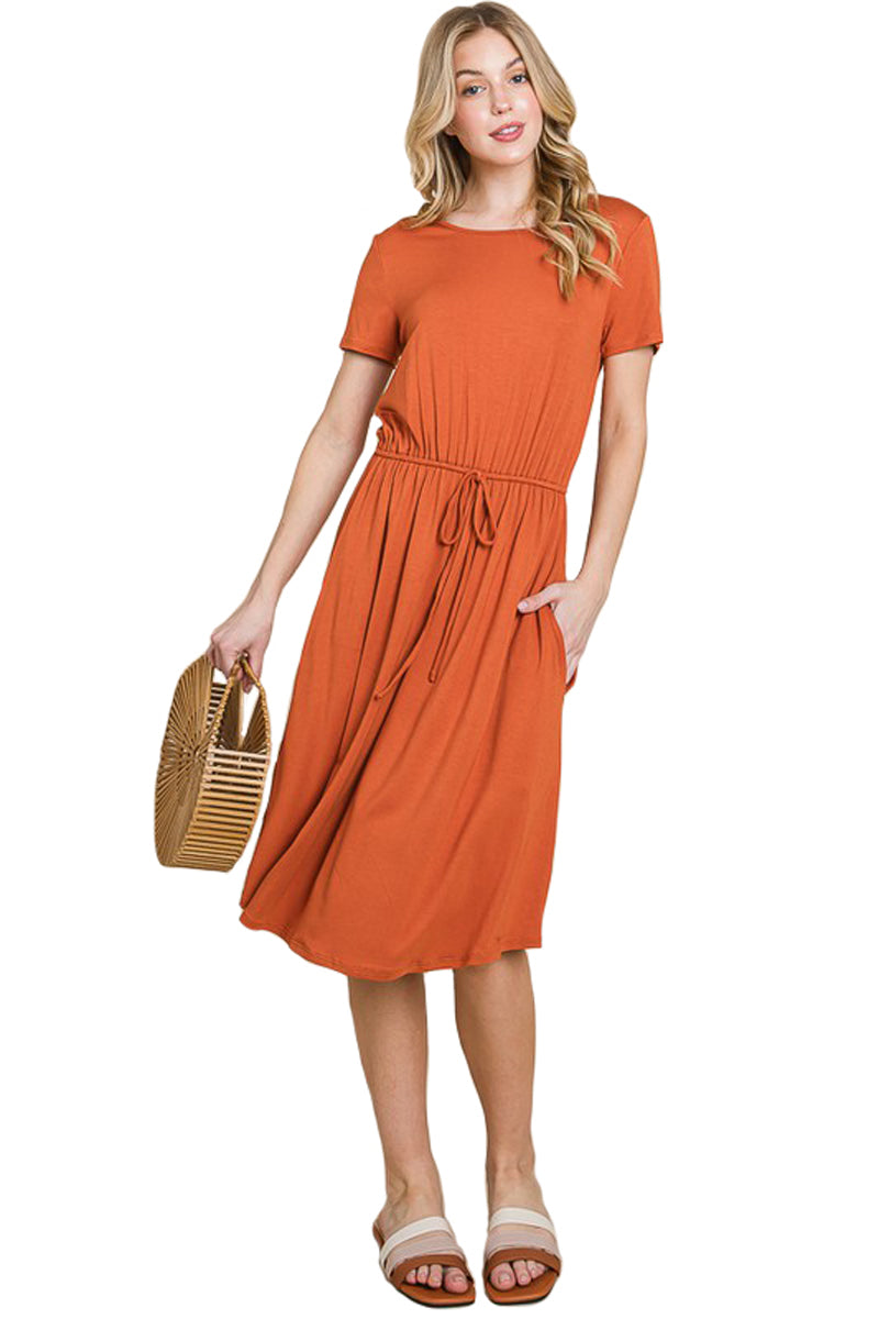 knee length dresses for ladies Drawstring Sleeveless Midi Dress – Wholesale Capella Apparel main image 1