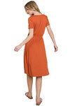 Short Sleeve Drawstring Midi Dress