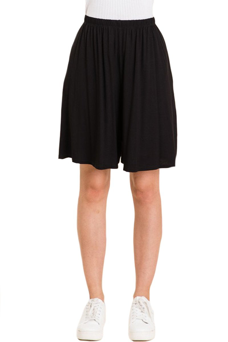 Elastic Waistband Shorts with Pockets Solid