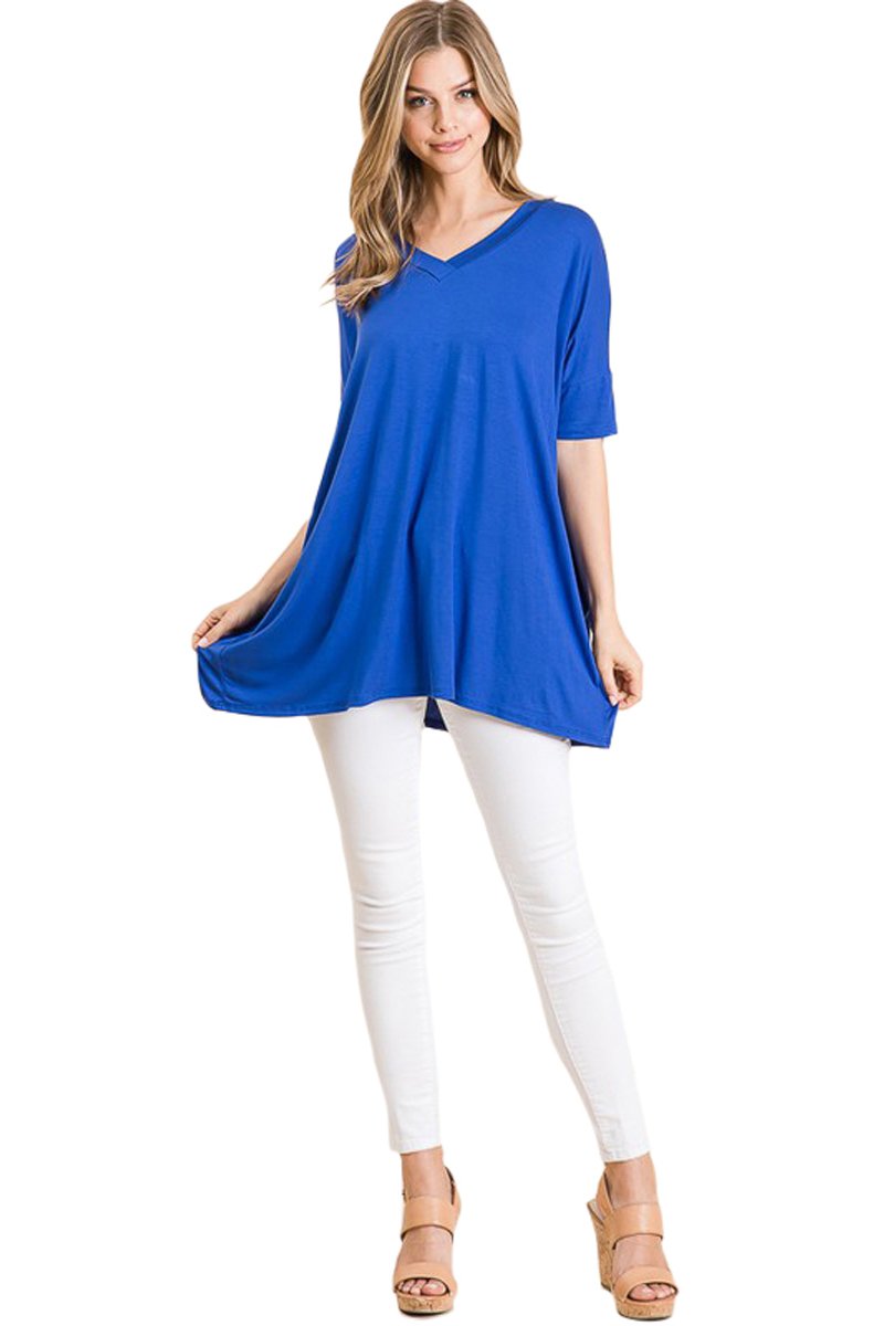 Loose Fit V-Neck Tunic