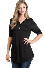 Faux Button Detail Tunic