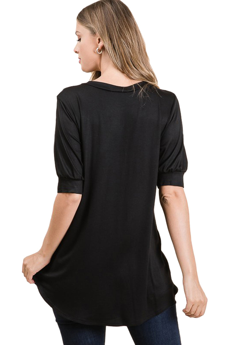 Faux Button Detail Tunic
