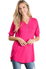 Faux Button Detail Tunic