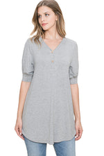 Faux Button Detail Tunic