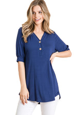 Faux Button Detail Tunic