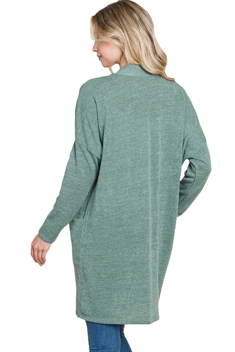 Open Font Cardigan with Patched Pockets