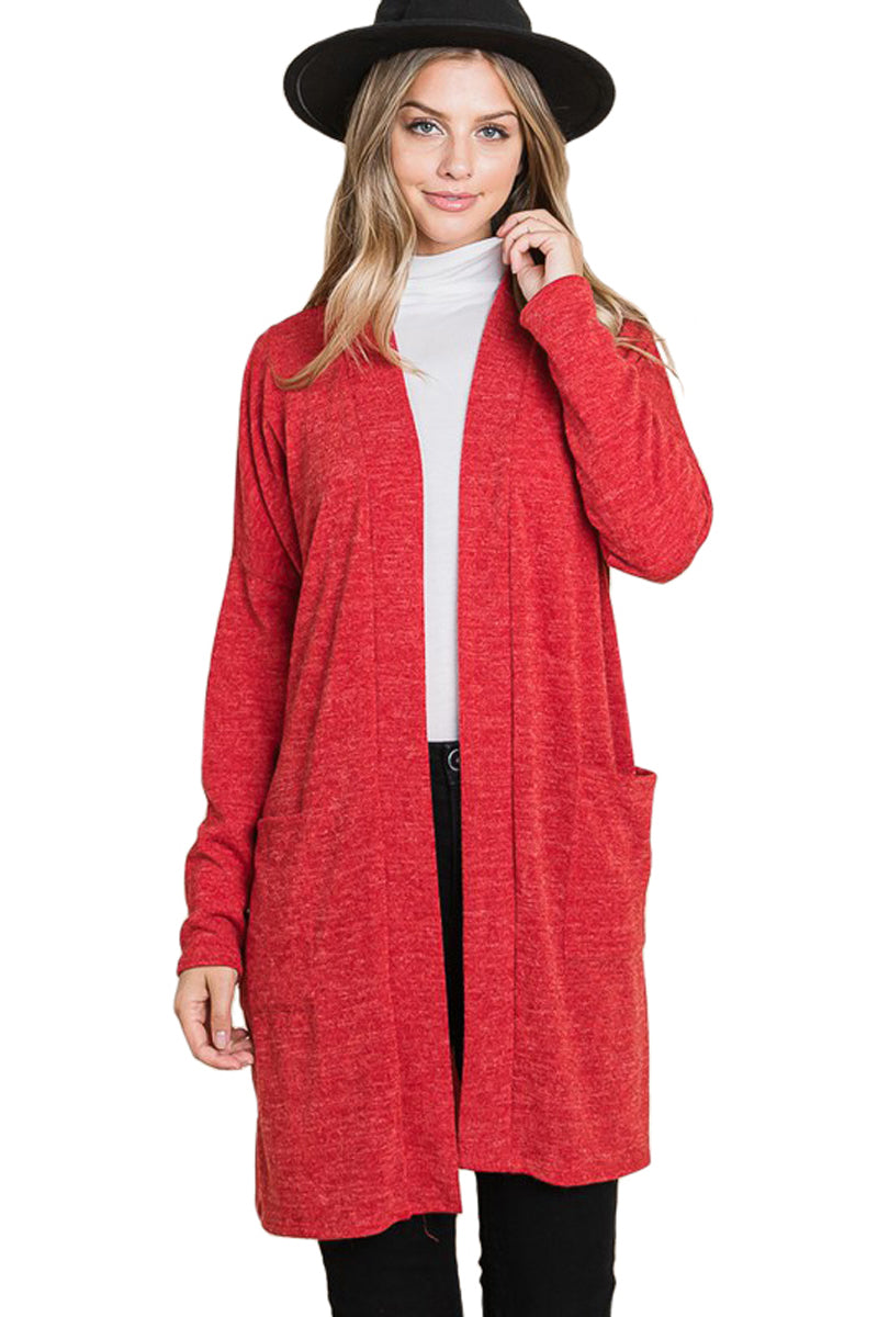 Open Font Cardigan with Patched Pockets