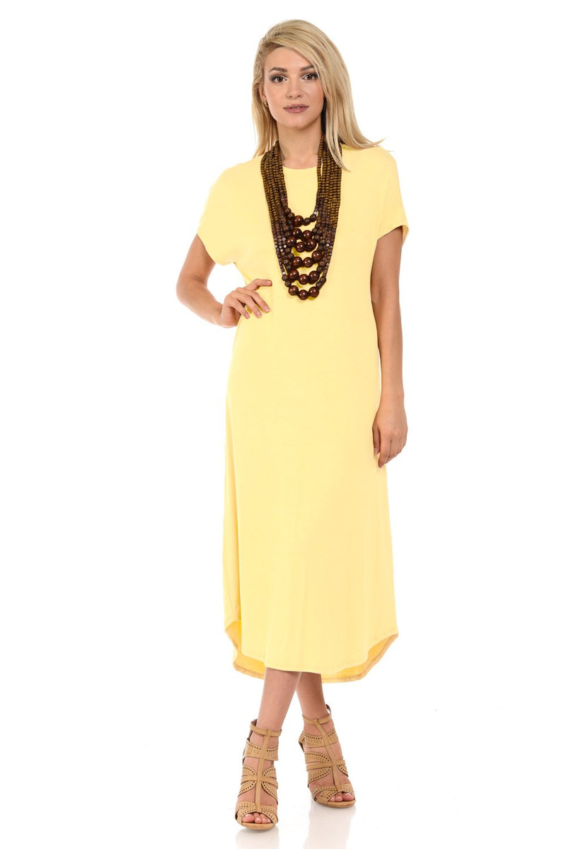 A-Line Short Sleeve Midi Dress