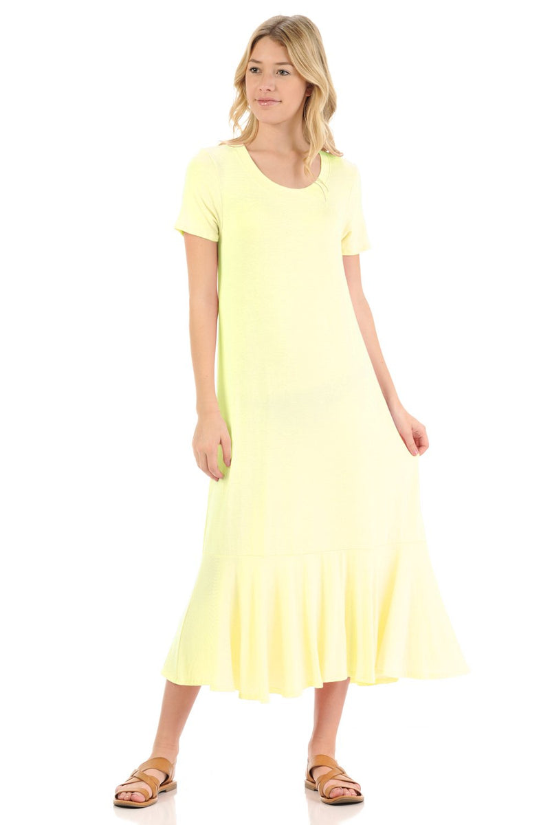 A-Line Ruffle Hemline Midi Dress