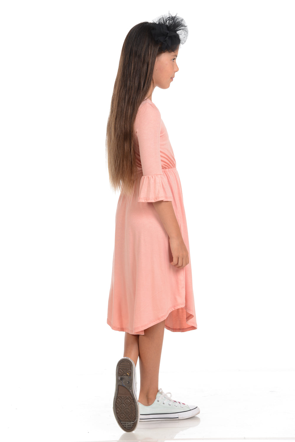 Fit and Flare Midi Dress with Bell Sleeve