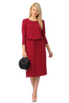 Relaxed Midi Dress with Elastic Waist Solid