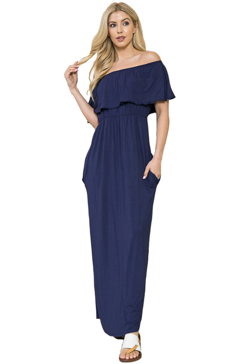 Off Shoulder Maxi Dress with Pockets