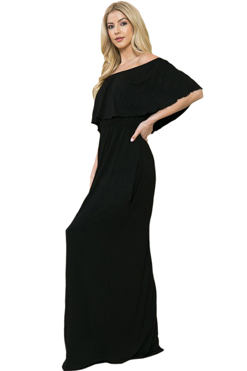 Off Shoulder Maxi Dress with Pockets