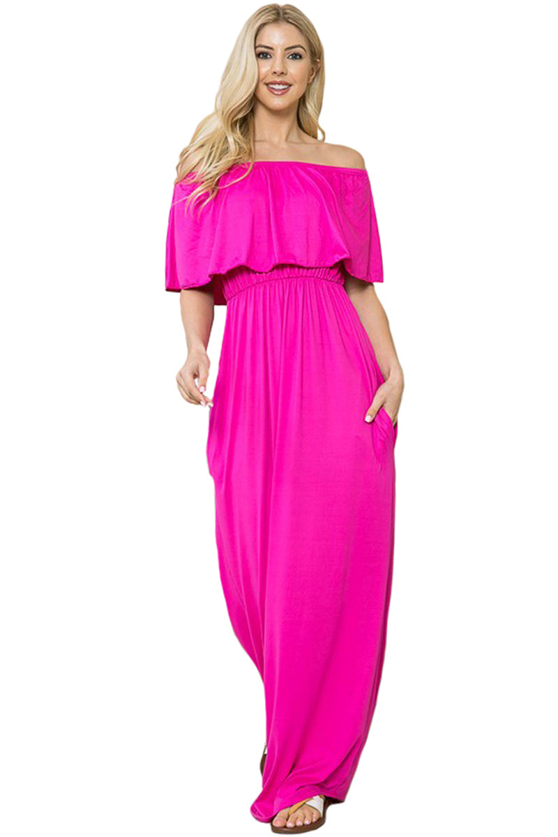 Off Shoulder Maxi Dress with Pockets