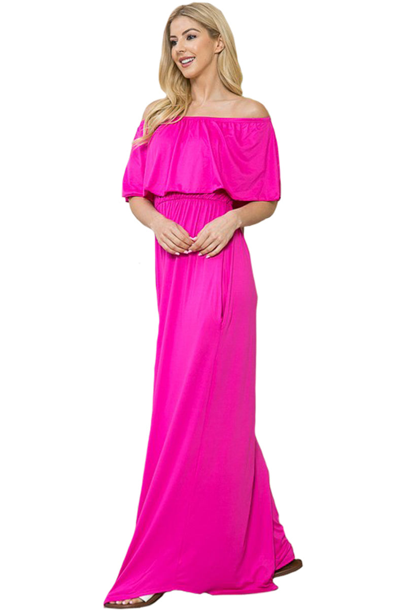 Off Shoulder Maxi Dress with Pockets