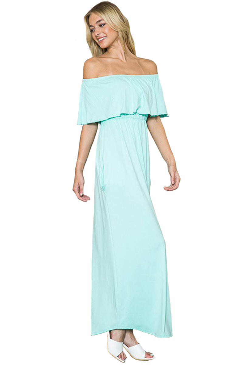 Off Shoulder Maxi Dress with Pockets