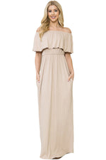 Off Shoulder Maxi Dress with Pockets