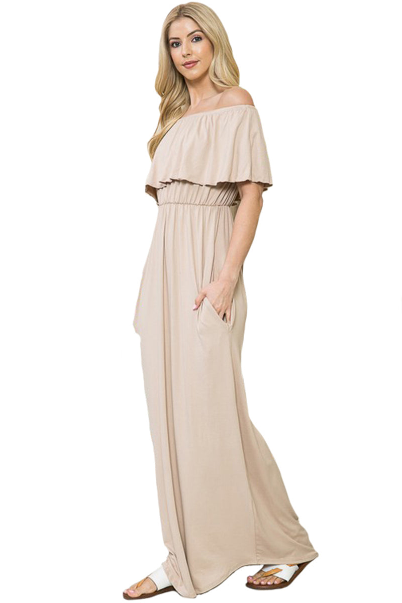 Off Shoulder Maxi Dress with Pockets