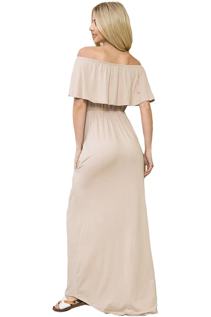 Off Shoulder Maxi Dress with Pockets