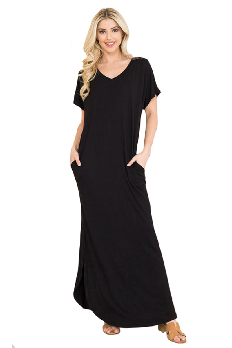 Short Sleeve Maxi Dress with Pockets