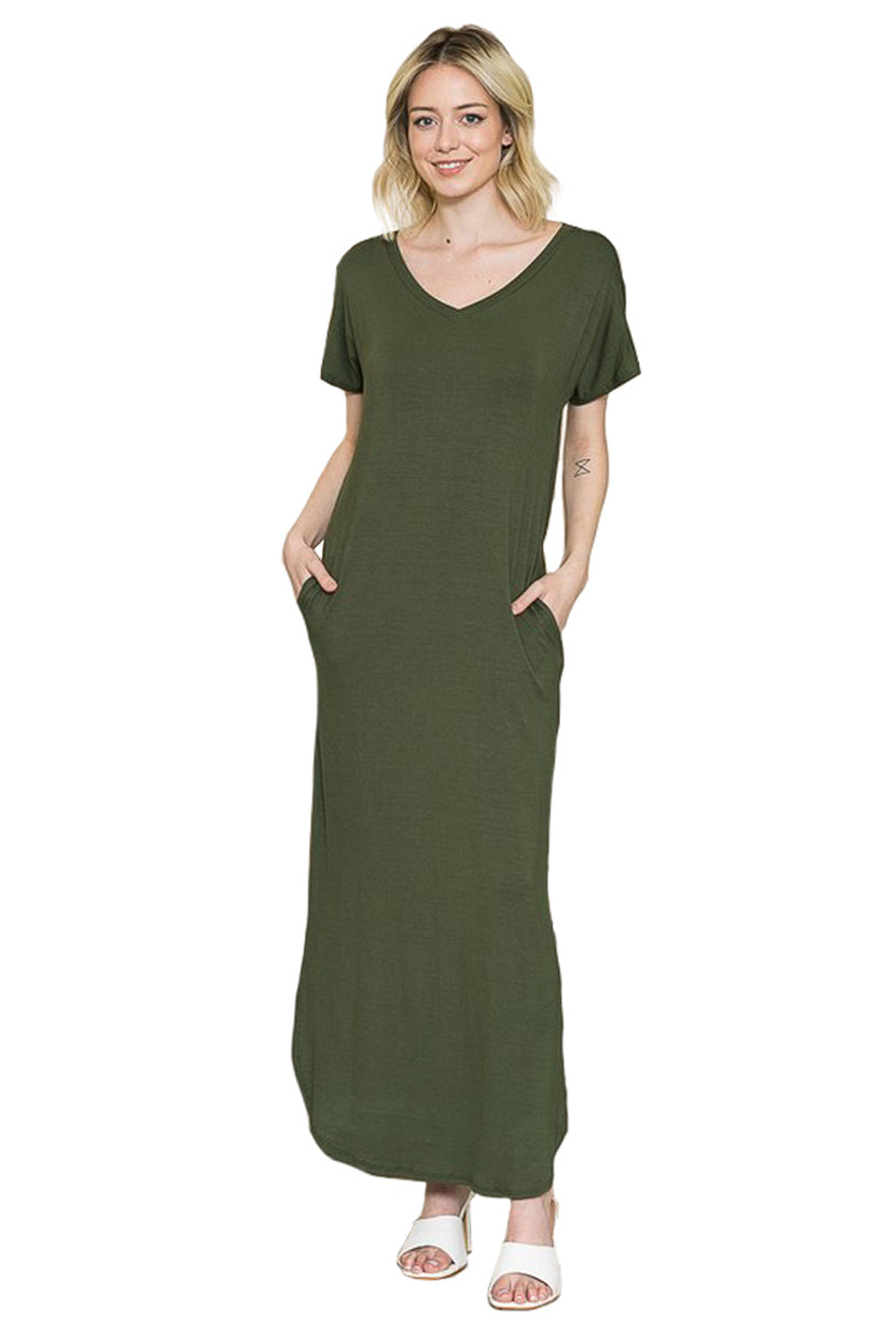 Short Sleeve Maxi Dress with Pockets