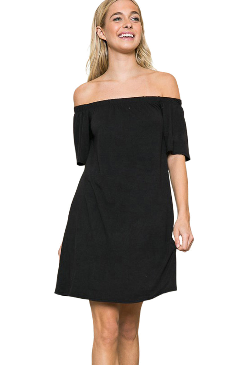 Off-Shoulder Half Sleeve Dress Black / Small Off-Shoulder Half Sleeve Dress Black / Small