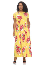 Short Sleeve Maxi Dress with Pockets Plus Size Floral