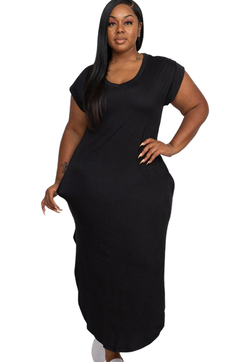 Cap Sleeve Maxi Dress Plus Size