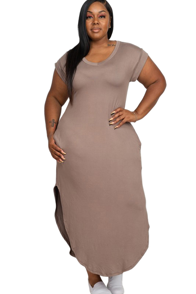 Cap Sleeve Maxi Dress Plus Size