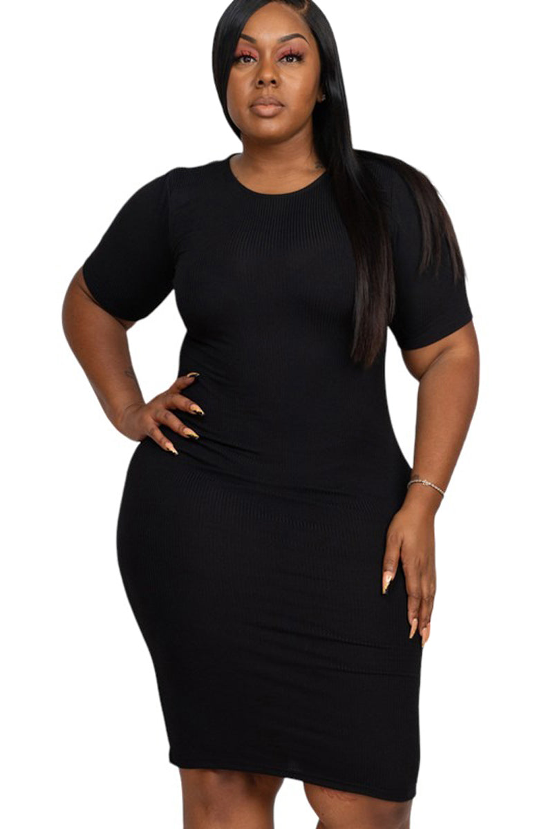 Ribbed Bodycon Midi Dress Plus Size