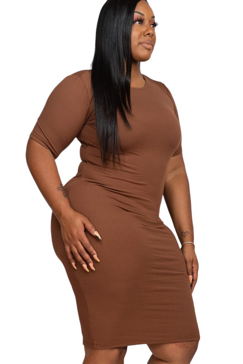 Ribbed Bodycon Midi Dress Plus Size