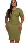 Ribbed Bodycon Midi Dress Plus Size