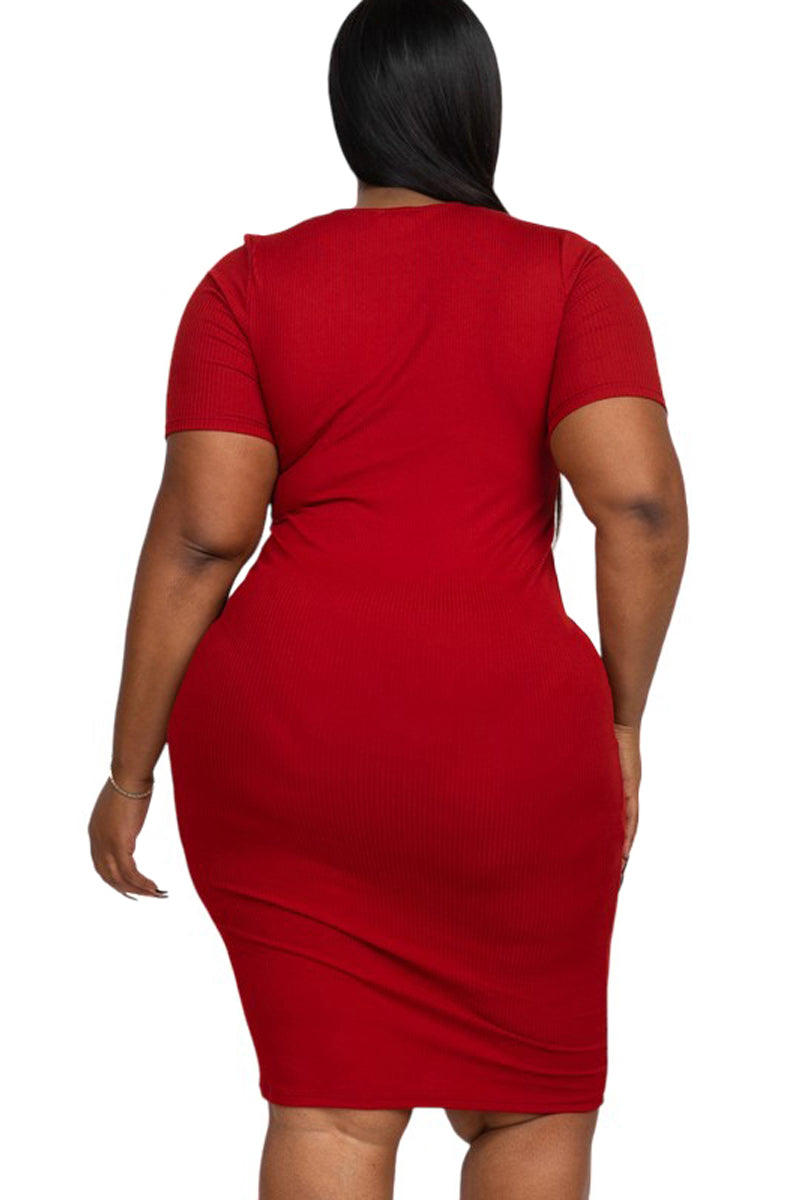 Ribbed Bodycon Midi Dress Plus Size