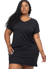 Cap Sleeve Dress with Pockets Plus Size