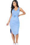 Drawstring Sleeveless Midi Dress